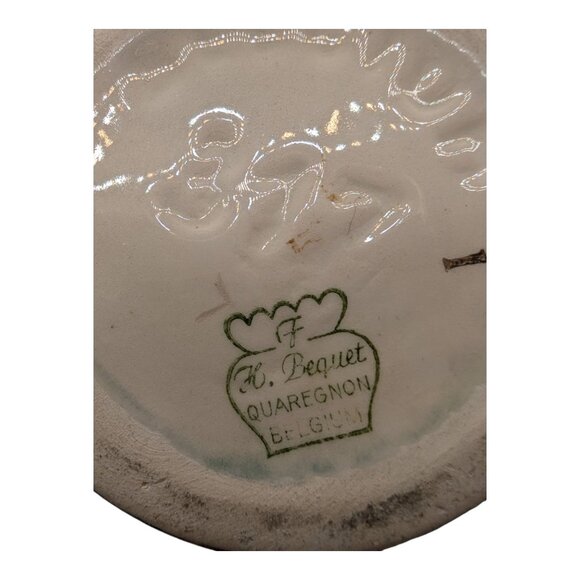 Vintage H. Bequet Quaregnon Belgium Peacock Ceramic Pitcher with Gold Trim - Picture 3 of 11